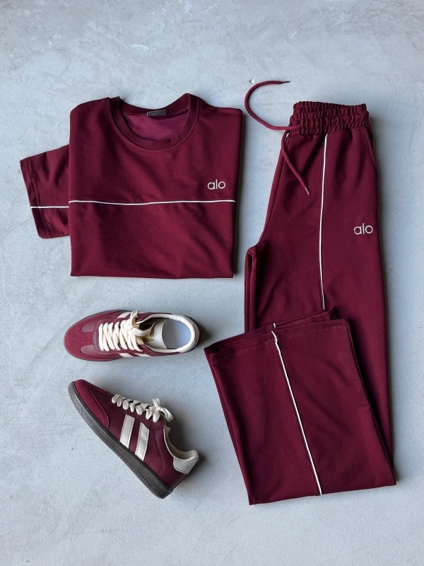 K015 Bordo Muadil Salaş Takım Bordo SMB Premium Sneaker İkili Kombin