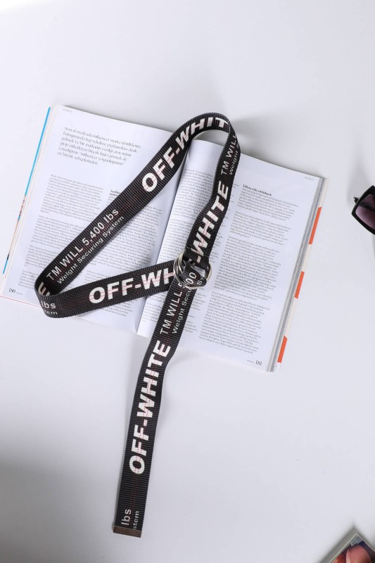AKS-17068 Siyah Off-White Yazılı Kemer - 1