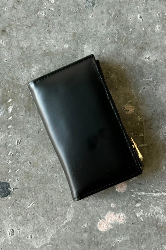 AKS-17092 Siyah Suni Deri Gold Aksesuar Detaylı Çıtçıtlı Cüzdan - 3