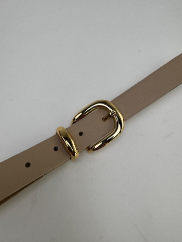 AKS-17095 Taş Rengi Köprü Gold Tokalı Suni Deri Kemer 