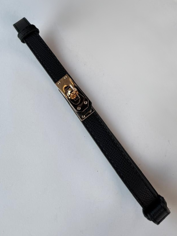 AKS-17096 Siyah Gold Toka Ayarlanabilir Gömlek-Pantolon Kullanımlı Suni Deri Kemer - 1