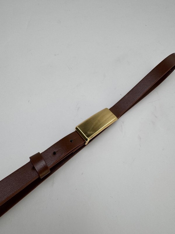 AKS-17098 Taba Dikdörtgen Gold Tokalı Suni Deri Kemer - 1