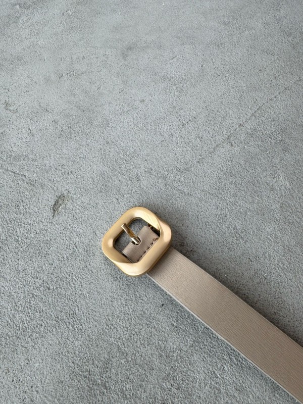AKS-17101 Taş Rengi Kare Gold Tokalı Suni Deri Kemer - 1