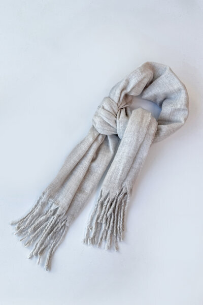 AKS-17102 Taş Rengi Püskül Detaylı Yumuşak Dokulu Şal - Cappmoda