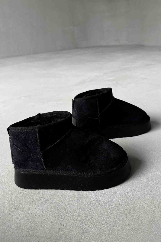 AYK-1001 Siyah İçi Kürklü Kalın Taban Kısa Bot - 1