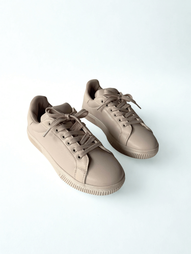 AYK-1015 Vizon Suni Deri Düz Sneaker 