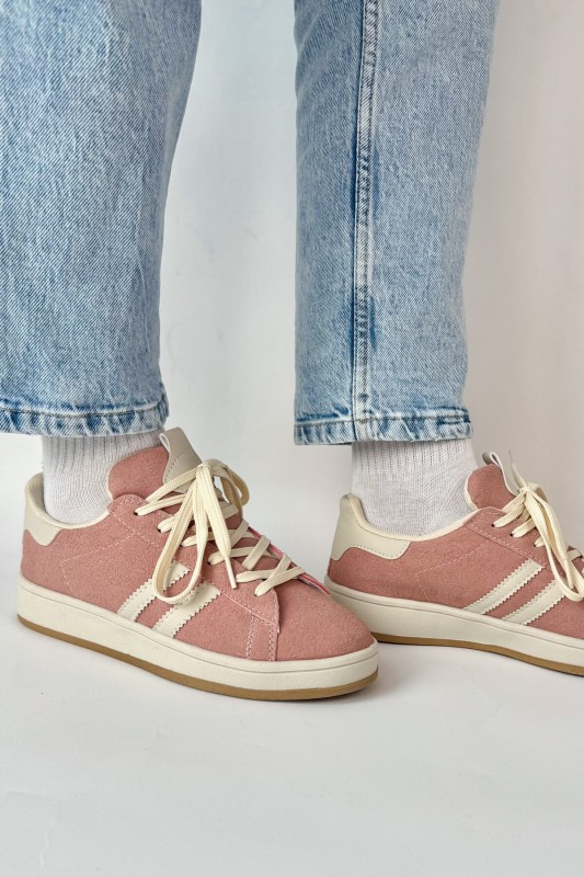 AYK-1019 Pudra Süet Şeritli Muadil Sneaker - 2