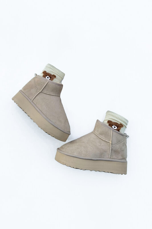 AYK-1022 Taş Rengi İçi Kürklü Orta Boy Kışlık Bot - 6
