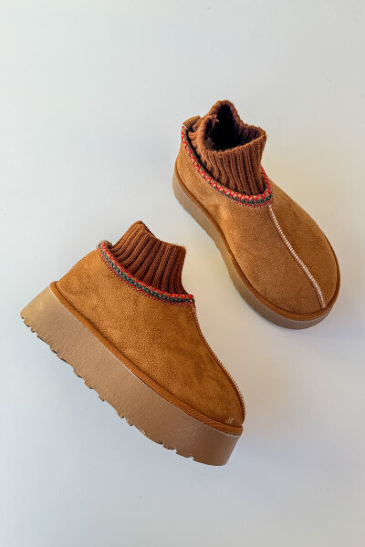 AYK-1024 Taba Örgü Bilek Detaylı İçi Kürklü Bot - 4