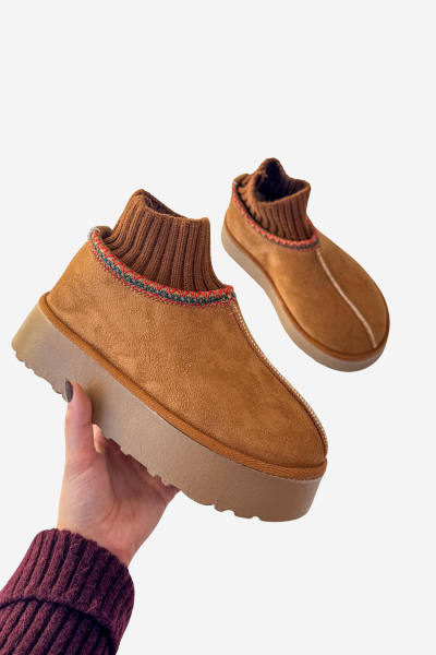 AYK-1024 Taba Örgü Bilek Detaylı İçi Kürklü Bot - Cappmoda (1)