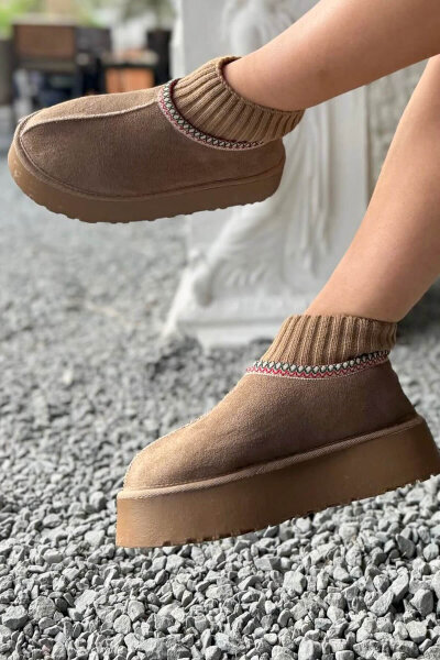 AYK-1024 Vizon Örgü Bilek Detaylı İçi Kürklü Bot - Cappmoda (1)