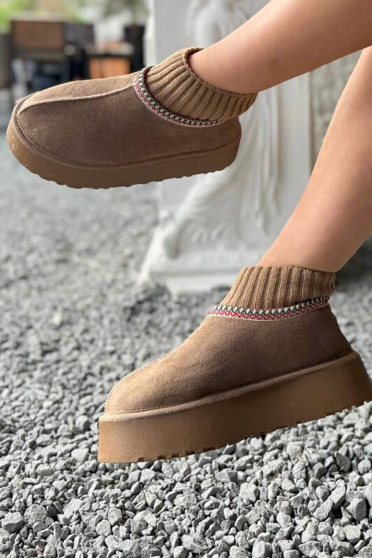 AYK-1024 Vizon Örgü Bilek Detaylı İçi Kürklü Bot - 2