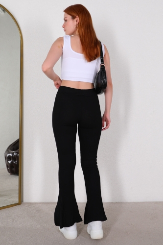 BLZ-06214 Beyaz Kare Yaka Crop Triko Bluz - 2