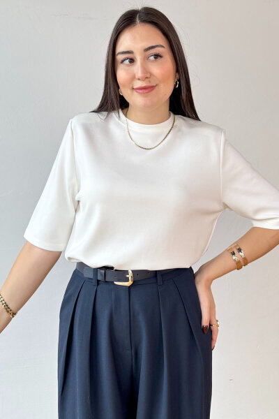 BLZ-1831 Beyaz Pamuklu Çelik Örme Kumaş Vatkalı Premium Bluz - Cappmoda (1)