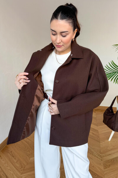 CKT-12478 Acı Kahve Çıkarılabilir Kürklü Premium Kaşe Kaban - Cappmoda (1)