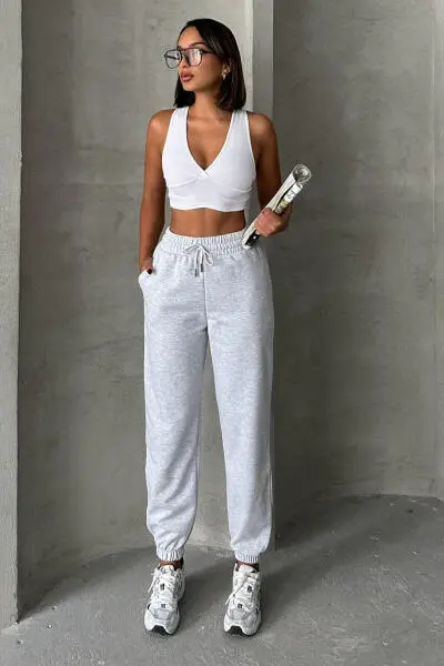 EŞF-09091 Karmelanj İki İplik Şardonlu Jogger Eşofman 