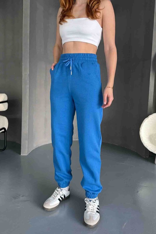 EŞF-09091 Mavi İki İplik Şardonlu Jogger Eşofman - 2