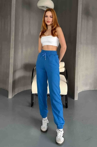 EŞF-09091 Mavi İki İplik Şardonlu Jogger Eşofman 