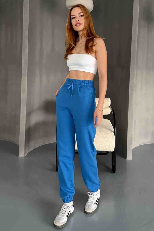 EŞF-09091 Mavi İki İplik Şardonlu Jogger Eşofman - 3