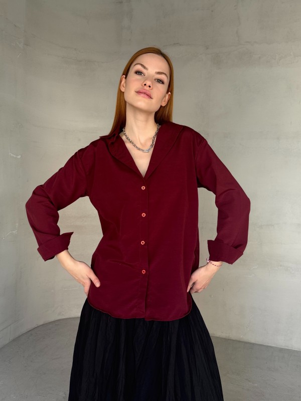 GML-10250 Bordo Poplin Kumaş Salaş Gömlek - 2