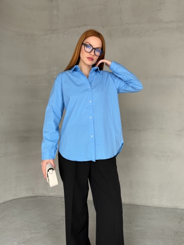 GML-10250 Mavi Poplin Kumaş Salaş Gömlek 