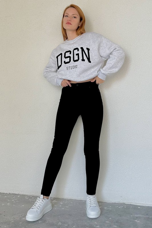JEAN-08122 Siyah Yüksek Bel Likralı Skinny Jean - 2