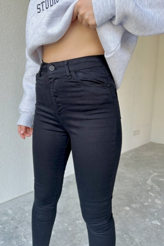 JEAN-08122 Siyah Yüksek Bel Likralı Skinny Jean - 3