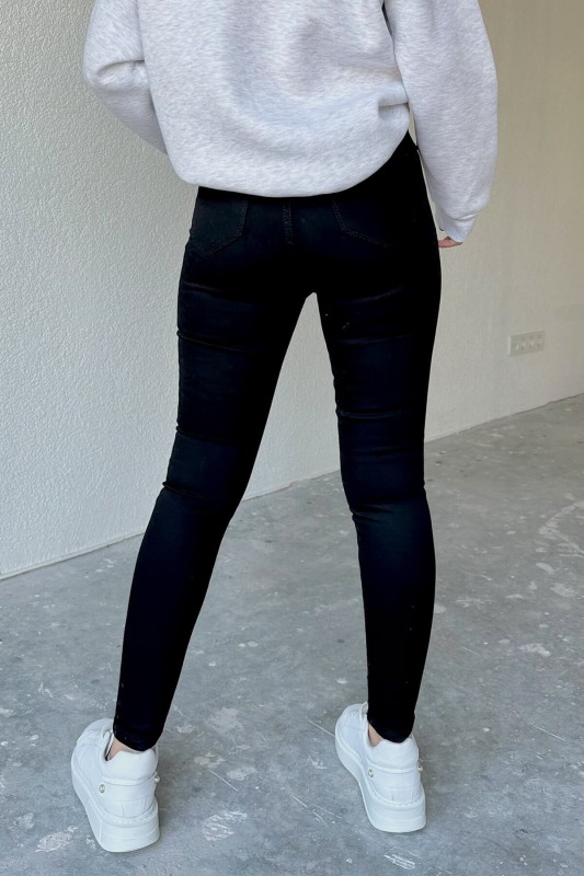 JEAN-08122 Siyah Yüksek Bel Likralı Skinny Jean - 5