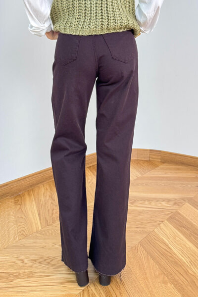 JEAN-1077 Acı Kahve Relaxed Fit Kesik Paça Jean - 2