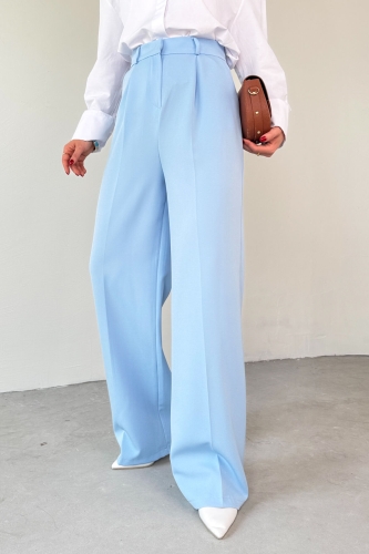 PNT-07409 Bebe Mavisi Poliviskon Kumaş Palazzo Pantolon 
