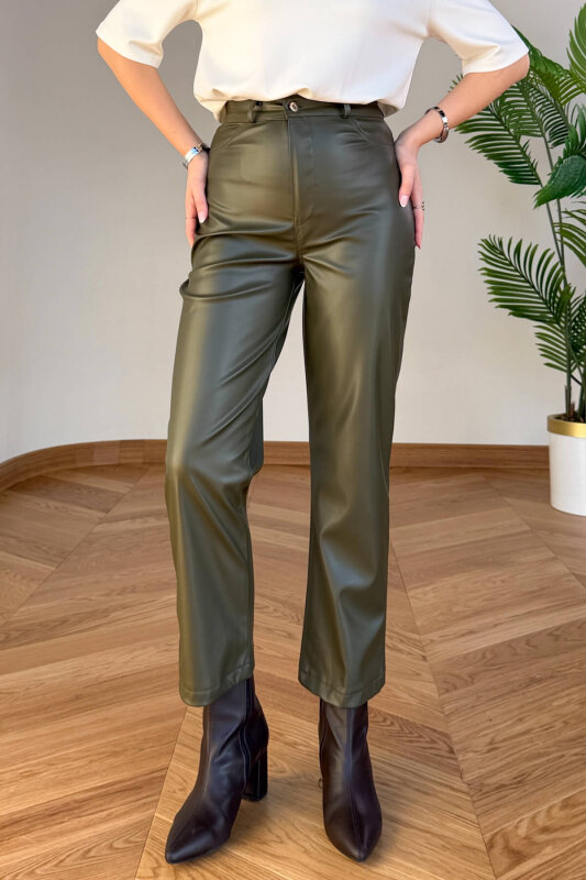 PNT-07423 Haki MNG Muadil Polar Soft Deri Fit Pantolon - 1