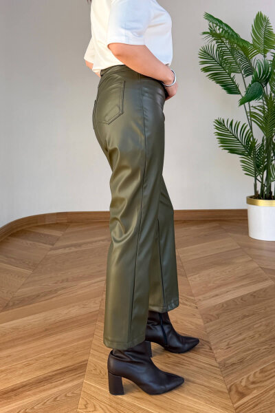 PNT-07423 Haki MNG Muadil Polar Soft Deri Fit Pantolon - 3