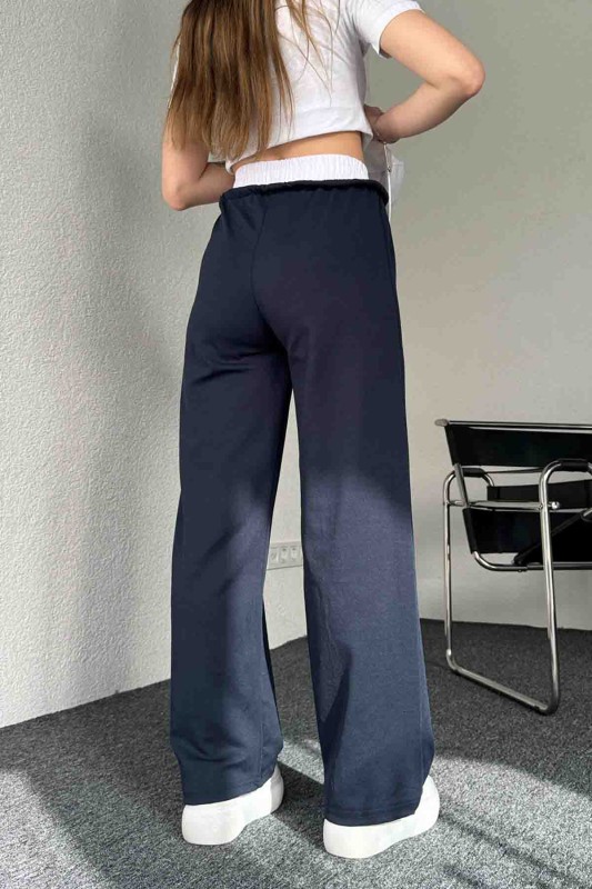 PNT-7382 Lacivert Çimalı Bel Lastikli Krep Kumaş Pantolon - 7