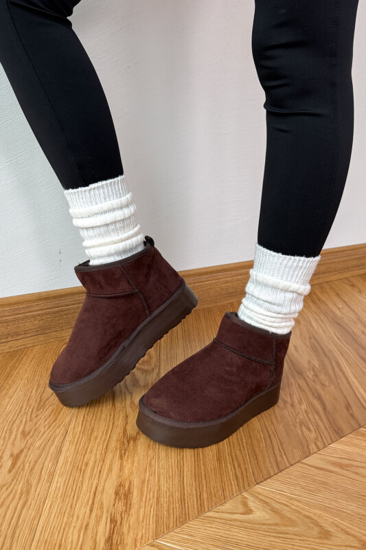 SET2031 Acı Kahve Örgü Detaylı - Bilek Boy - Orta Boy Üçlü Bot Seti - Ücretsiz Kargo - 2