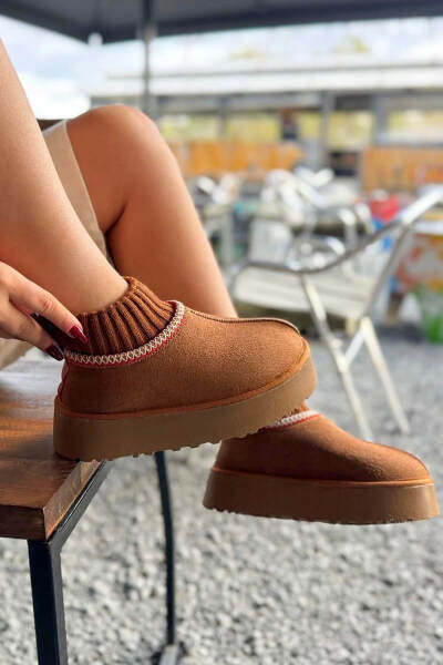 SET2031 Taba Örgü Detaylı - Bilek Boy - Orta Boy Üçlü Bot Seti - Ücretsiz Kargo - 2