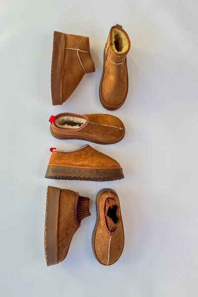 SET2031 Taba Örgü Detaylı - Bilek Boy - Orta Boy Üçlü Bot Seti - Ücretsiz Kargo 