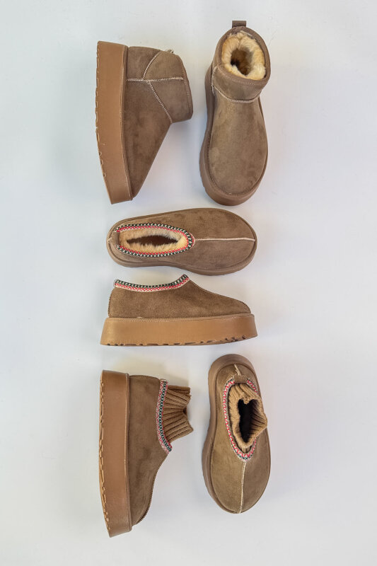 SET2031 Vizon Örgü Detaylı - Bilek Boy - Orta Boy Üçlü Bot Seti - Ücretsiz Kargo - 1