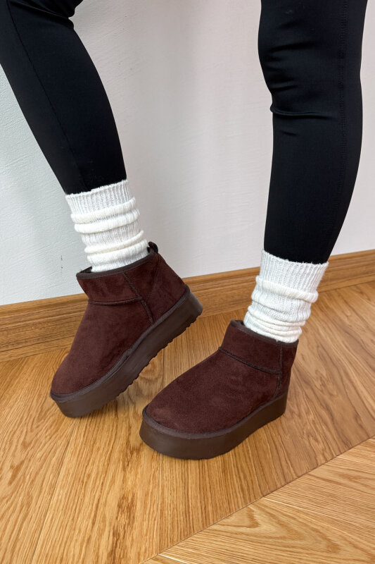 SET2033 Acı Kahve Orta Boy Bot - Fularlı Çanta - Şal Üçlü Set - 3