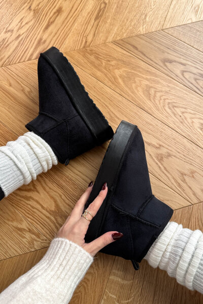 SET2033 Siyah Orta Boy Bot - Fularlı Çanta - Şal Üçlü Set - Cappmoda (1)