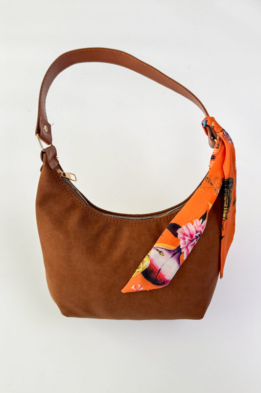 SET2033 Taba Orta Boy Bot - Fularlı Çanta - Şal Üçlü Set - 5