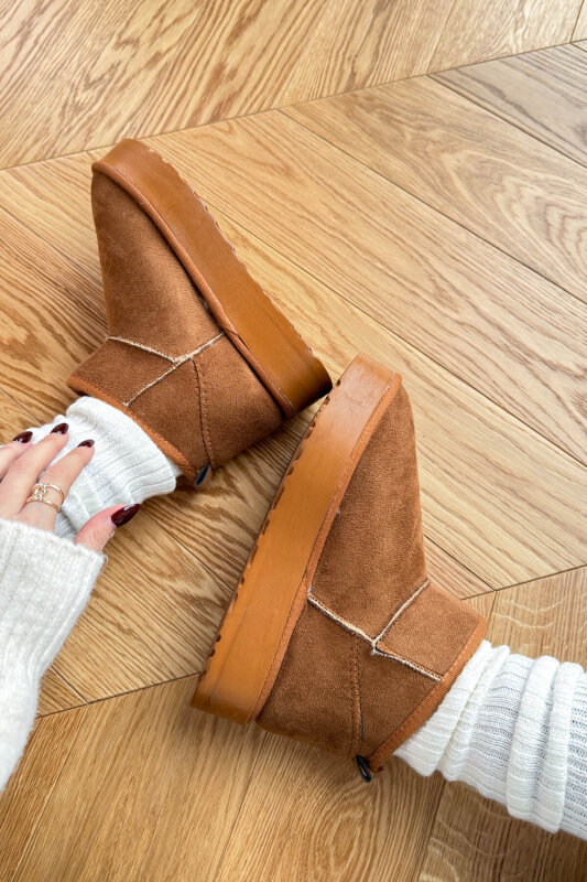 SET2033 Taba Orta Boy Bot - Fularlı Çanta - Şal Üçlü Set - 2