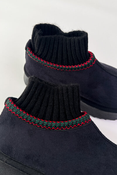 SET2034 Siyah Örgü Bilek Bot - Fularlı Çanta - Peluş Şapka Üçlü Set - Cappmoda (1)