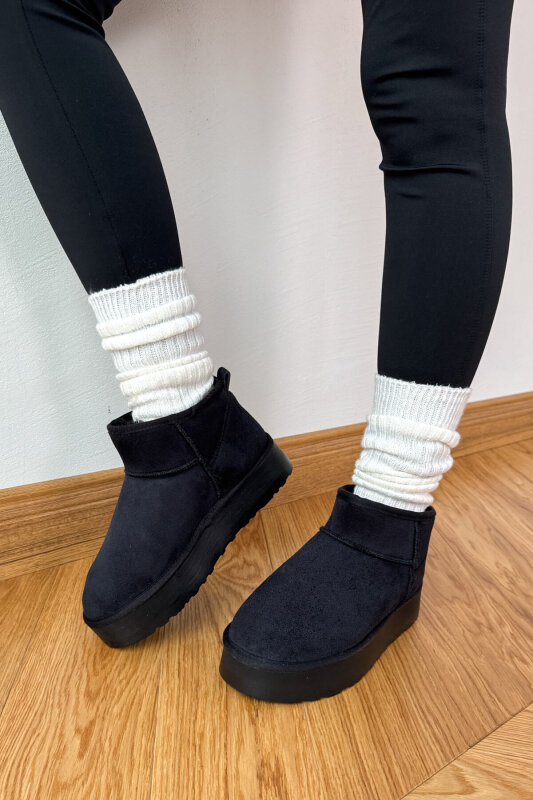 SET2035 Siyah Örgü Bilek - Orta Boy İkili Bot Seti - 3