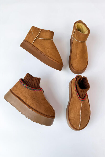 SET2035 Taba Örgü Bilek - Orta Boy İkili Bot Seti - Cappmoda