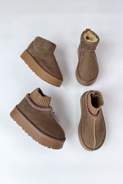 SET2035 Vizon Örgü Bilek - Orta Boy İkili Bot Seti - Cappmoda