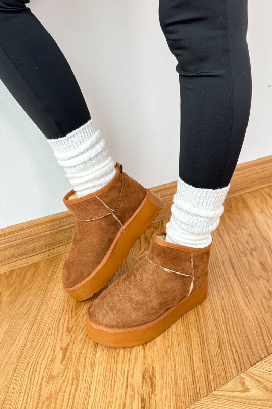 SET2036 Taba Orta Boy Bot - Deri Şapka - Çanta - Gözlük Dörtlü Set - 2