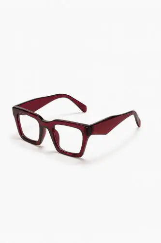 ŞFF-0002 Bordo Çerçeve Şeffaf Cam İmaj Gözlüğü - Cappmoda