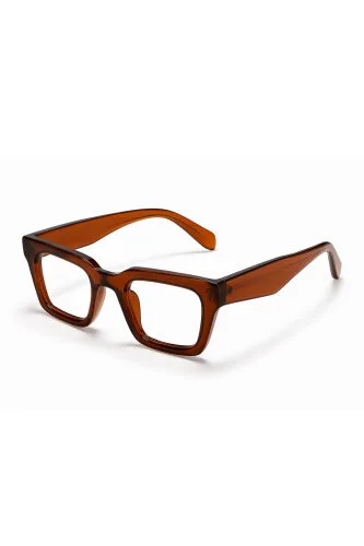 ŞFF-0002 Kahverengi Çerçeve Şeffaf Cam İmaj Gözlüğü - Cappmoda