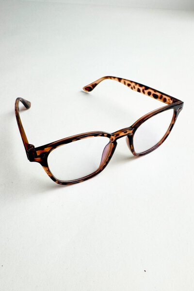 ŞFF-0005 Leopar Şeffaf Cam Kalın Çerçeveli İmaj Gözlüğü - Cappmoda