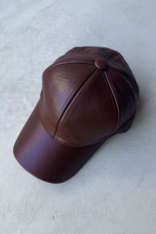 ŞPK-2005 Bordo Suni Deri Cap Şapka - 1